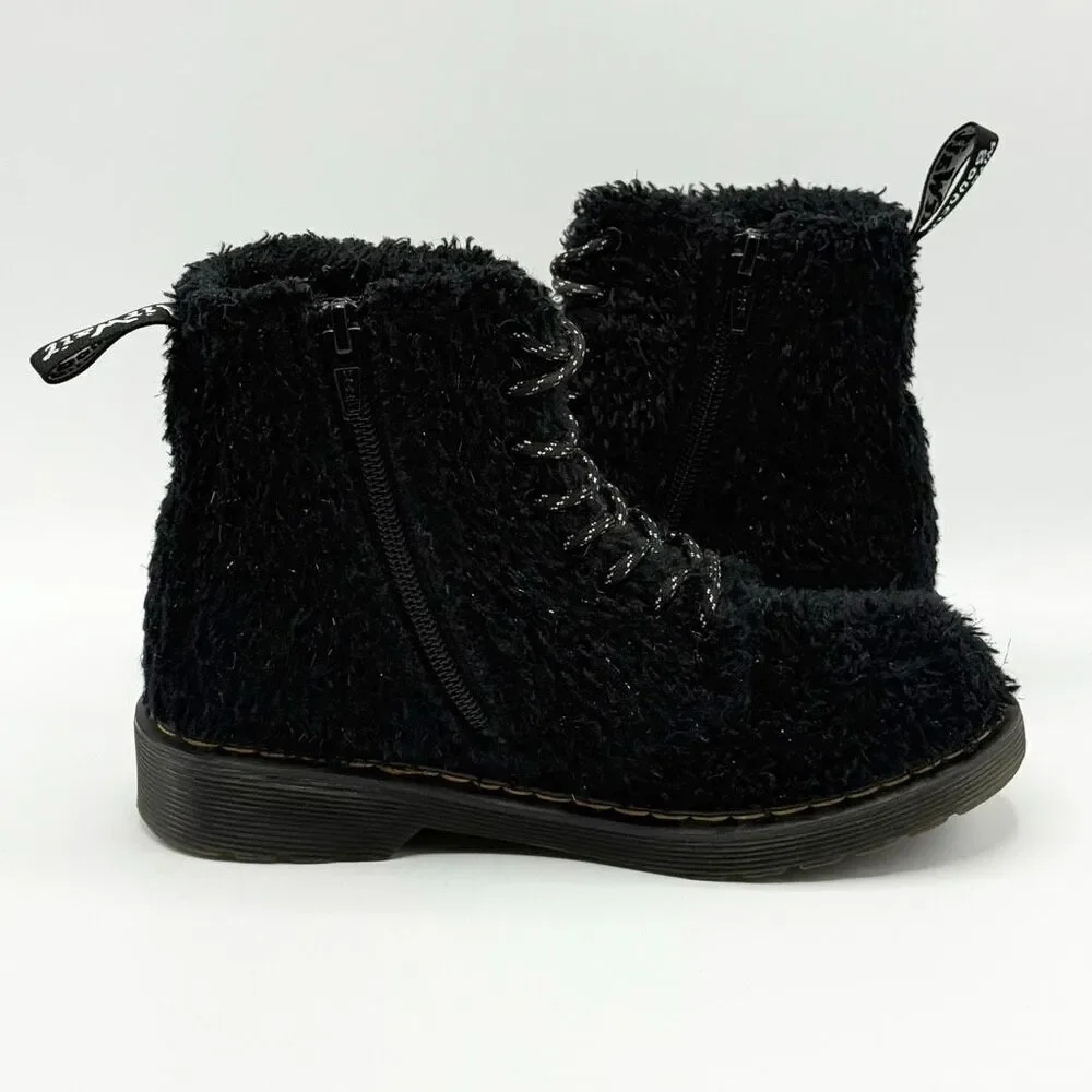 Dr. Martens Kids' 1460 Pascal Tinsel Faux Fur Boots in Black - US Big Kids 1 / E